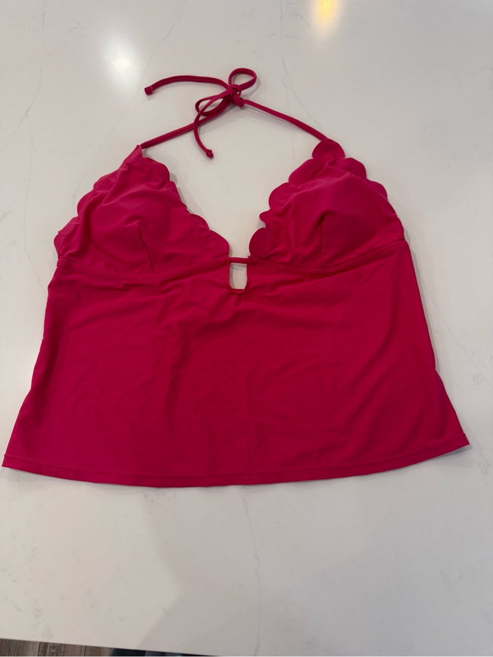 Cupshe Scalloped Halter Cami Tankini Top - Fuchsia